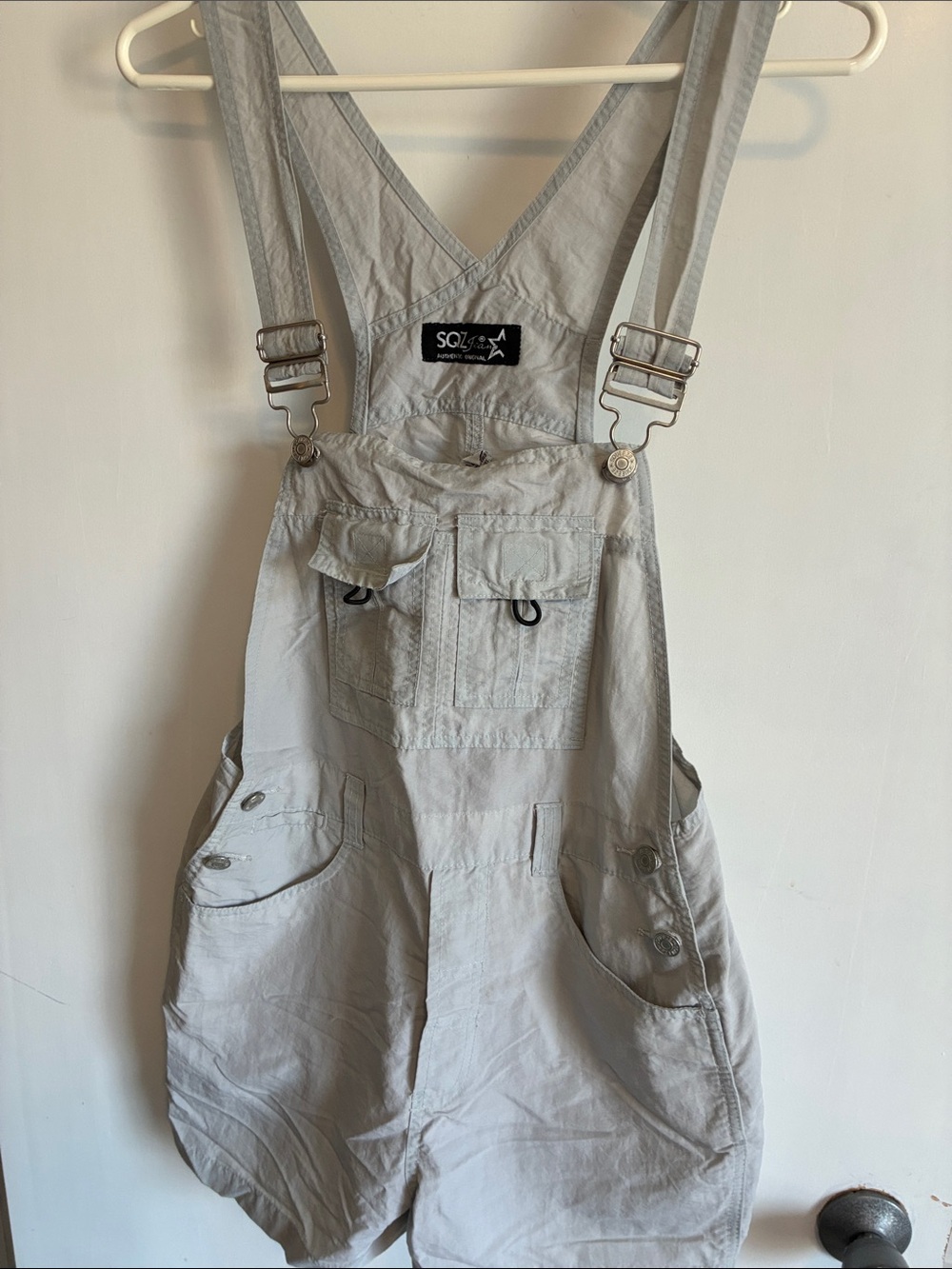 Vintage SWZ jeans , Light Gray Women’s nylon Overalls size medium